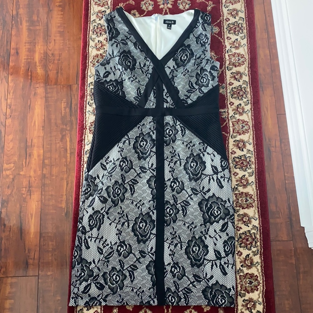 Alexa B lace black and white dress